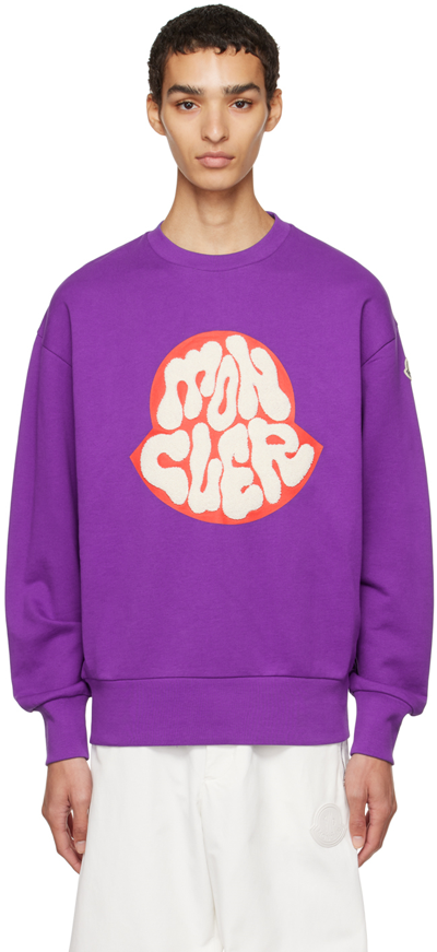 Shop Moncler Purple Graphic Sweatshirt In 65a Purple