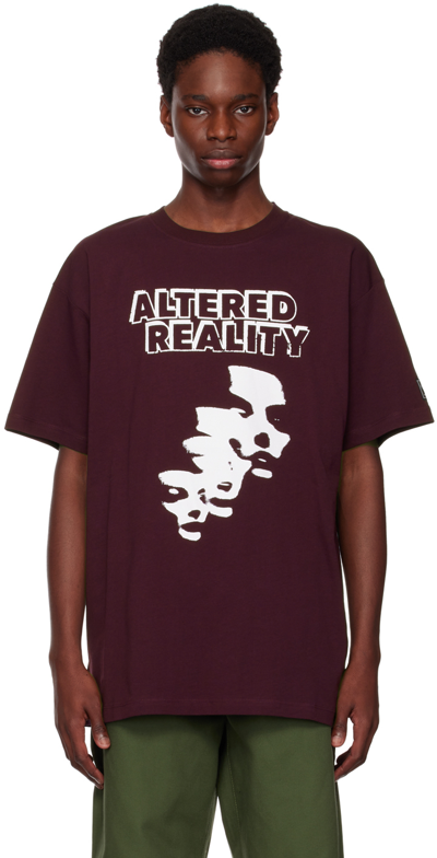 Shop Raf Simons Burgundy Printed T-shirt In Dark Aubergine