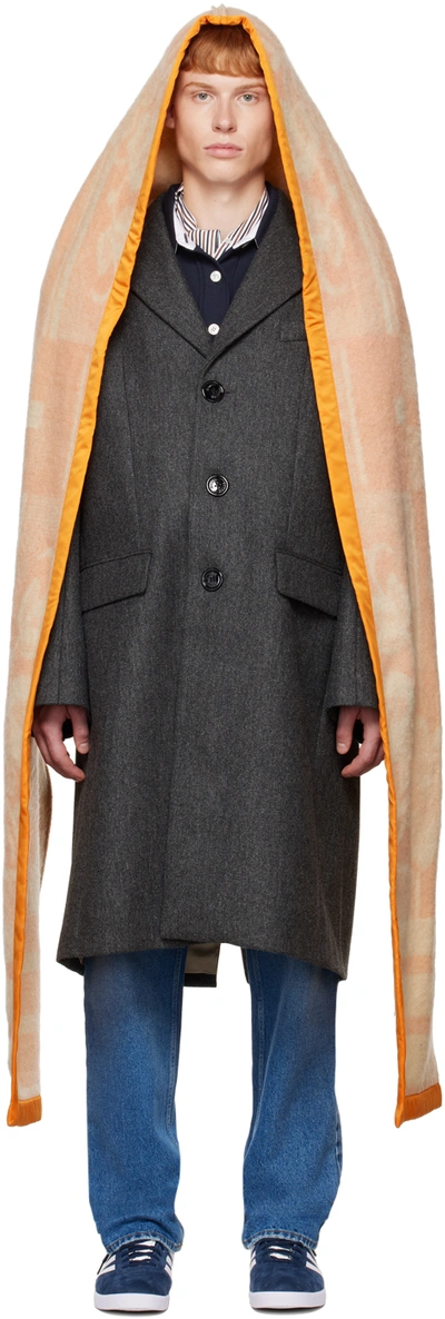 Shop Meryll Rogge Gray Blanket Hood Coat In Grey Melange