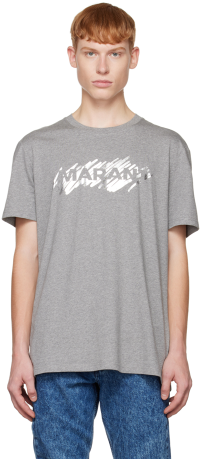 Shop Isabel Marant Gray Printed T-shirt In 02gy Grey