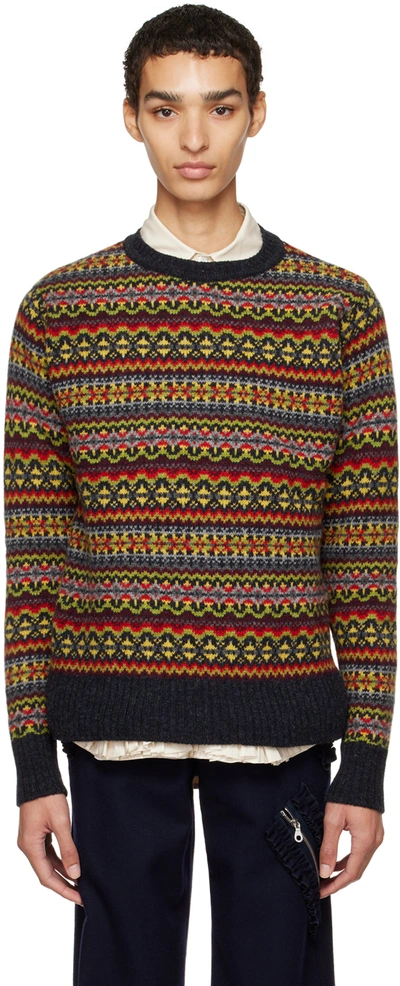 Shop Molly Goddard Multicolor Harry Sweater In Grey Fairisle