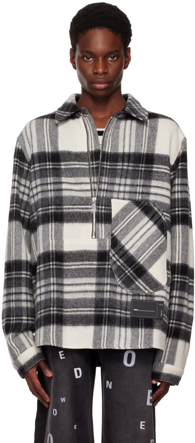 Shop We11 Done Black & White Check Shirt In Grey