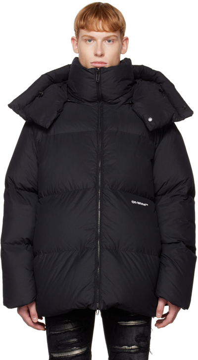 Shop Off-white Black Bounce Hooded Down Jacket In Black White