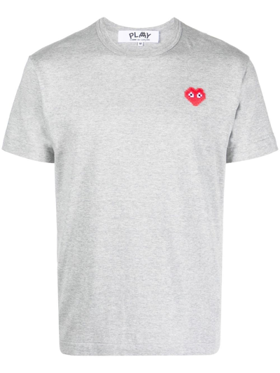 Shop Comme Des Garçons Play Short-sleeve Cotton T-shirt In Grey