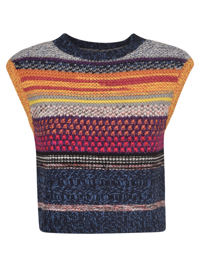 Shop Chloé - Knitted Vest In Multicolor 2