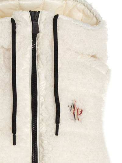 Shop Moncler Teddy-effect Vest In White/black