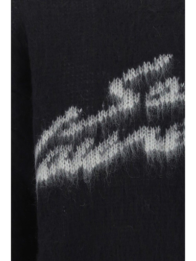 Shop Saint Laurent Logo Detailed Long-sleeved Jumper In Black