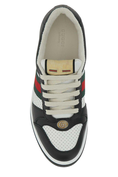 Shop Gucci Screener Web Stripe Lace-up Sneakers