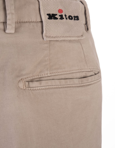 Shop Kiton Man Sand Chino Trousers In Sabbia