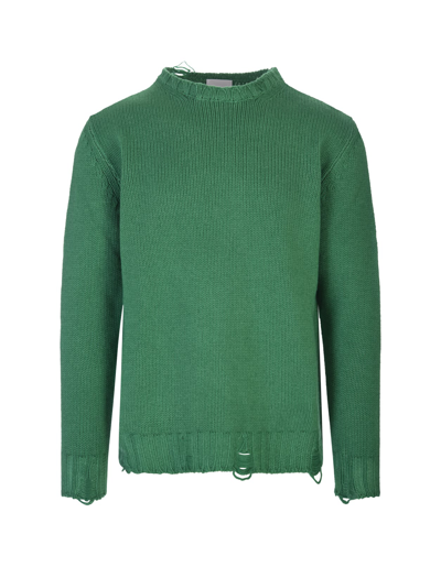 Shop Pt01 Man Worn Sweater In Green Wool In Verde