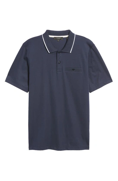Shop Ted Baker London Galton Tipped Cotton Blend Polo In Navy
