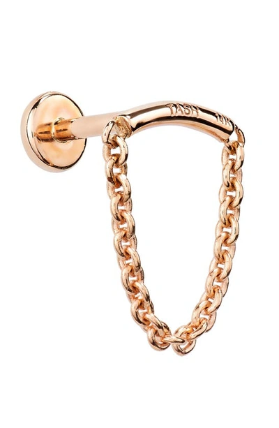 Shop Maria Tash Single Chain Drape Stud Earring In Rose Gold