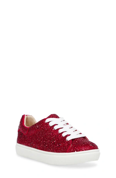 Betsey Johnson Sidny Crystal Sneaker In Red