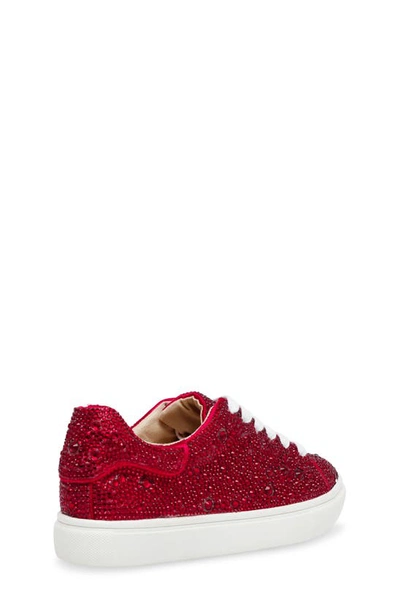 Betsey Johnson Sidny Crystal Sneaker In Red
