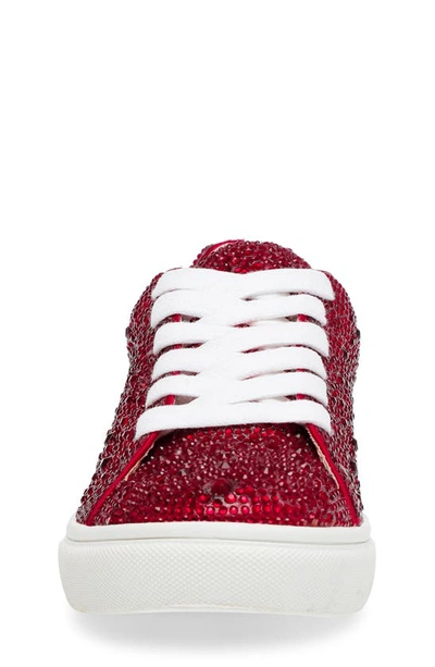 Betsey Johnson Sidny Crystal Sneaker In Red