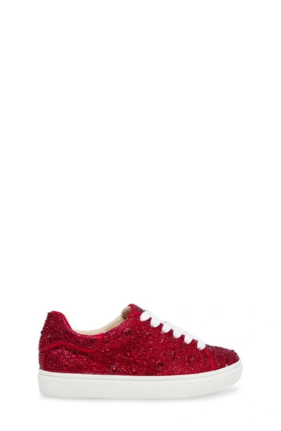 Betsey Johnson Sidny Crystal Sneaker In Red