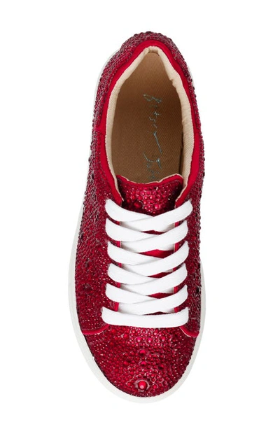 Betsey Johnson Sidny Crystal Sneaker In Red