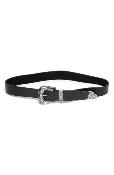 Shop B-low The Belt Frank Leather Belt In Black Silver