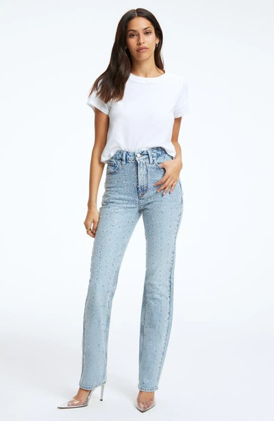 Shop Good American Good Icon Dusted Jewel Straight Leg Jeans In Blue953