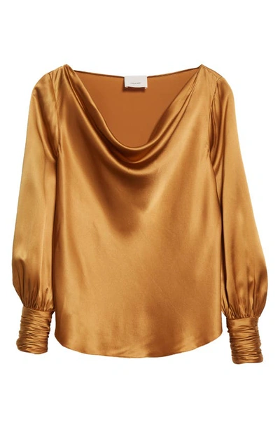 Shop Cinq À Sept Taylee Silk Satin Blouse In Cinnamon