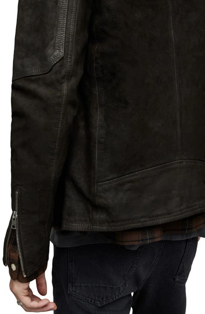 Shop Allsaints Cora Leather Jacket In Anthracite Grey