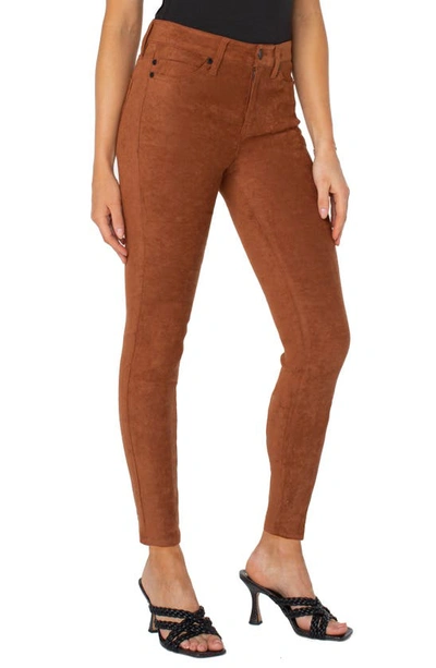 Shop Liverpool Abby Faux Suede Ankle Pants In Chestnut