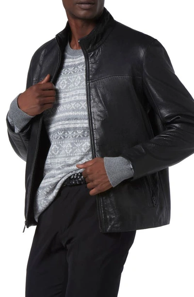 Shop Andrew Marc Sallinger Leather Racer Jacket In Black