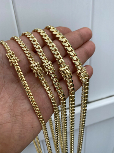 Pre-owned Silver Men's Solid 14k Yellow Gold Miami Cuban Link Chain Or Bracelet Box Lock Necklace