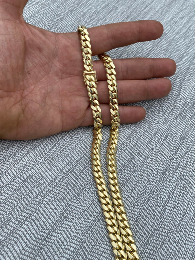 Pre-owned Silver Men's Solid 14k Yellow Gold Miami Cuban Link Chain Or Bracelet Box Lock Necklace