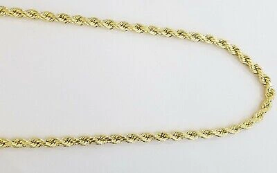 Pre-owned Globalwatches10 Real 10k Yellow Gold Rope Chain 10mm 30" Men's Thick Necklace 10kt Diamond Cuts