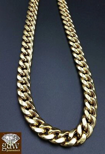 Pre-owned Miami Mens 10k Yellow Gold  Cuban 10mm Box Clasp 26 Inch Chain Thick