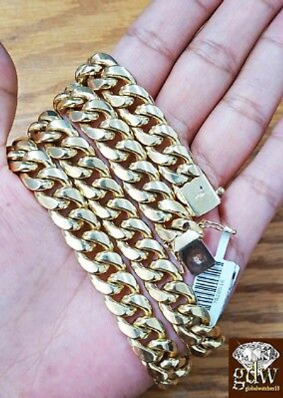 Pre-owned Miami Mens 10k Yellow Gold  Cuban 10mm Box Clasp 26 Inch Chain Thick
