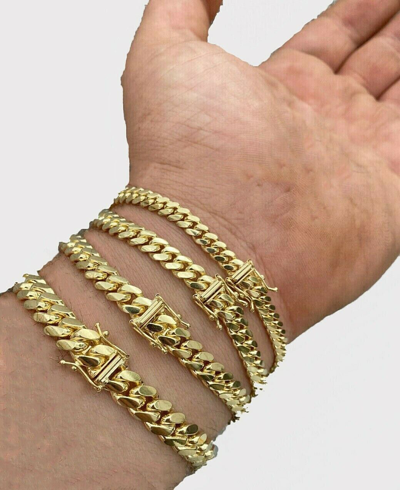 Pre-owned Globatwatches10! Solid 10k Gold Miami Cuban Link Chain Necklace 20"- 28" Mens Real 10kt 4mm-8mm