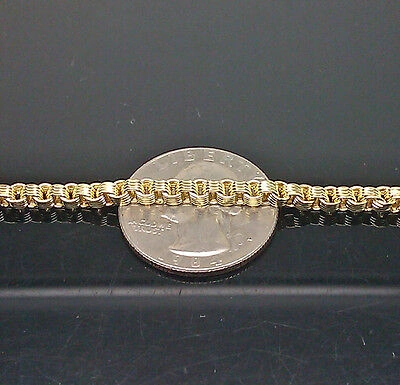 Pre-owned Globalwatches10 Real 10k Yellow Gold Byzantine Box Chain 24" Necklace 3.5mm 100% Authentic 10kt