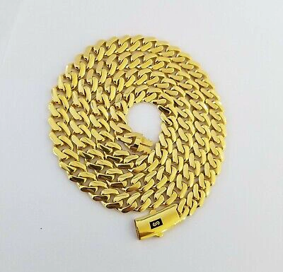 Pre-owned Globalwatches10 Real 10k Gold Royal Miami Cuban Monaco Link Chain 8mm 20" Yellow Gold Necklace