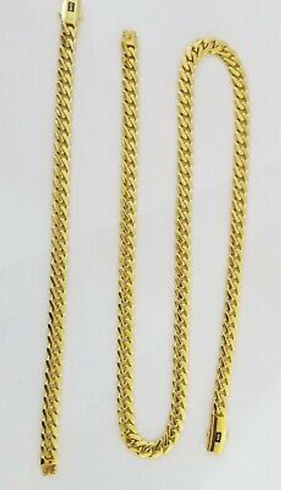 Pre-owned Globalwatches10 Real 10k Gold Royal Miami Cuban Monaco Link Chain 8mm 20" Yellow Gold Necklace