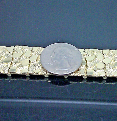 Pre-owned G&d Real 10k Yellow Gold Men Nugget Link Bracelet Thick 9 Inche