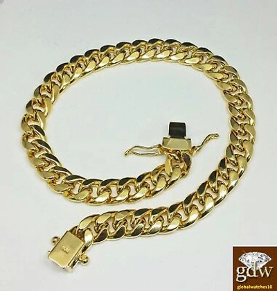 Pre-owned Globalwatches10 Real 10k Yellow Gold Miami Cuban Bracelet 9" Inch Long 7mm Box Lock Unisex