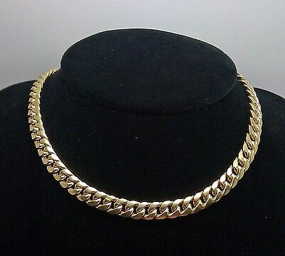 Pre-owned Miami 10k Gold Chain Necklace  Cuban Link 7.2mm 19" Box Lock Men Women Real 10k