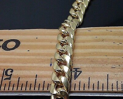 Pre-owned Miami 10k Gold Chain Necklace  Cuban Link 7.2mm 19" Box Lock Men Women Real 10k