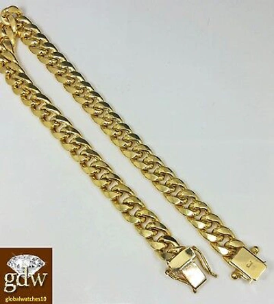 Pre-owned Globalwatches10 Real 10k Yellow Gold Miami Cuban Bracelet 9" Inch Long 7mm Box Lock Unisex