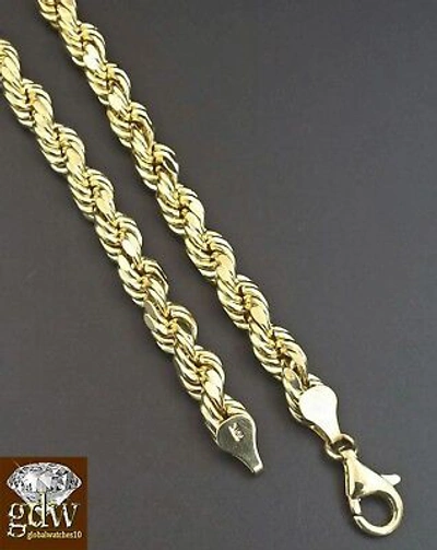 Pre-owned Globalwatches10 Real 10k Yellow Gold 28" Inch Rope Chain Necklace Cross Pendant Charm