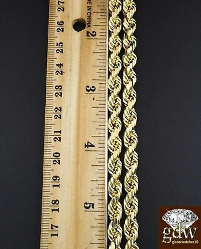 Pre-owned Globalwatches10 Real 10k Yellow Gold 28" Inch Rope Chain Necklace Cross Pendant Charm