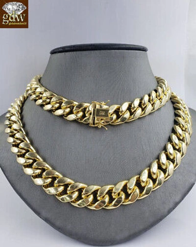 Pre-owned G&amp;d Genuine 10k Yellow Gold Miami Cuban Chain Necklace 12mm 18" Box Clasp Men Choker