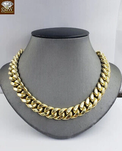 Pre-owned G&amp;d Genuine 10k Yellow Gold Miami Cuban Chain Necklace 12mm 18" Box Clasp Men Choker