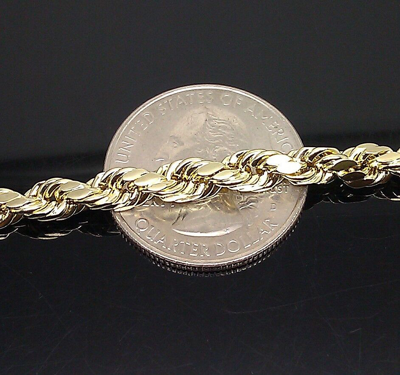 Pre-owned Globalwatches10 10k Gold Chain For Men Women Real 5mm Rope 22 Inch Long In Yellow