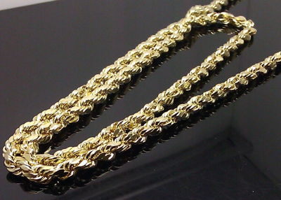 Pre-owned Globalwatches10 10k Gold Chain For Men Women Real 5mm Rope 22 Inch Long In Yellow