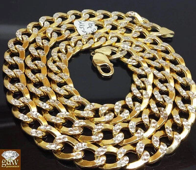 Pre-owned Globalwatches10 10k Gold Cuban Link Chain Diamond Cut Necklace 26" 11mm Real 10kt Yellow Gold
