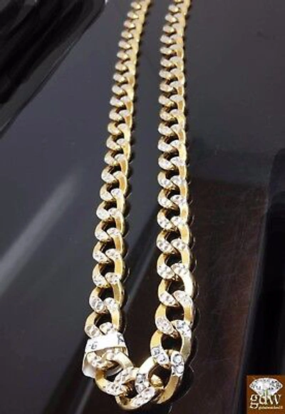 Pre-owned Globalwatches10 10k Gold Cuban Link Chain Diamond Cut Necklace 26" 11mm Real 10kt Yellow Gold