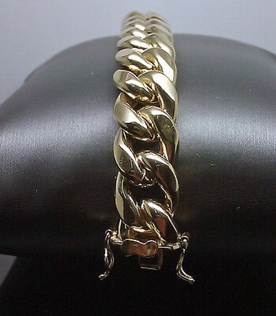 Pre-owned G&d Real Yellow 10k Gold 13mm Miami Cuban Bracelet Box Lock 9inch
